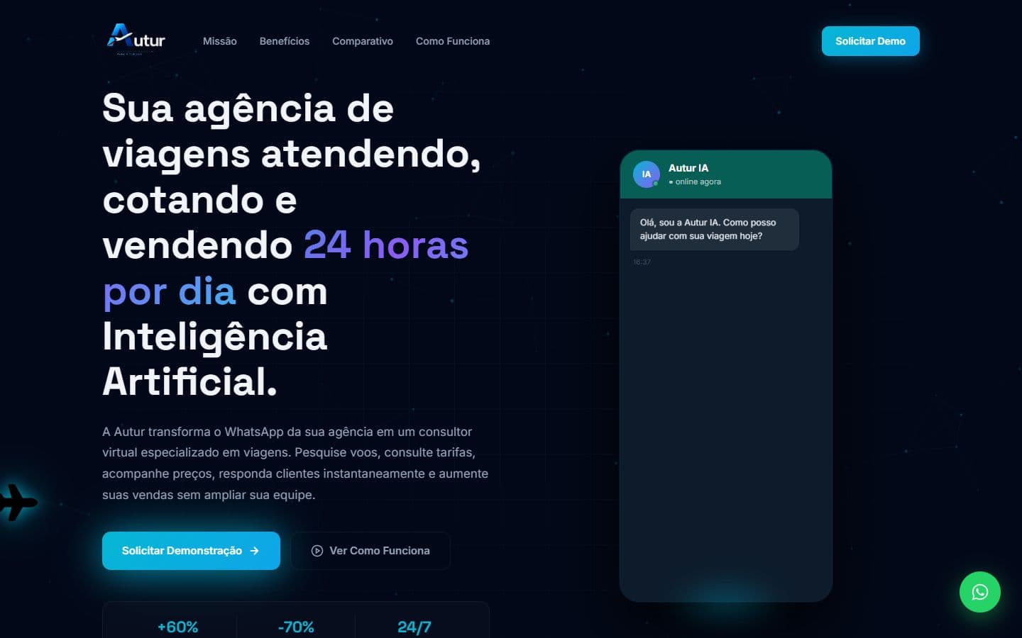 Prévia da página inicial do site Autur