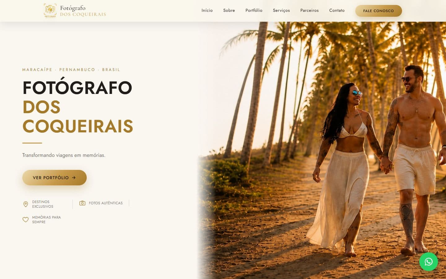 Prévia da página inicial do site Fotógrafos dos Coqueirais